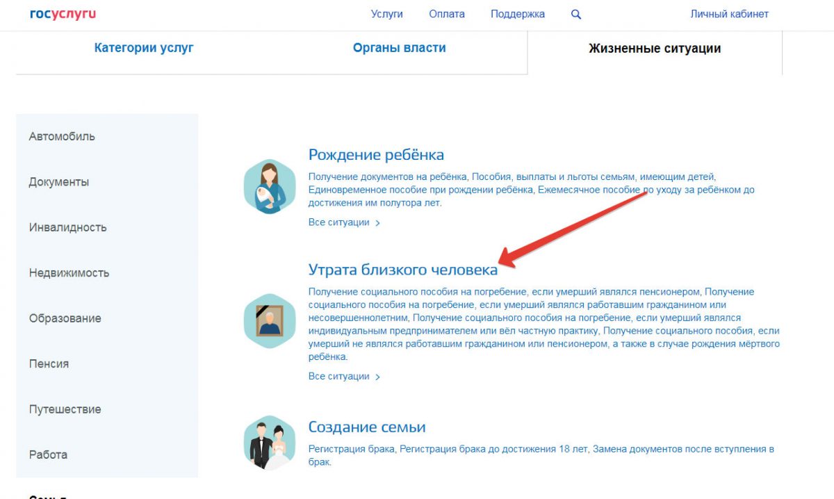 Как оформить пособие на погребение через Госуслуги?